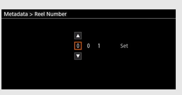 Canon EOS R5 C numeric data entry screen