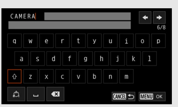 Canon EOS R5 C on-camera keyboard screen