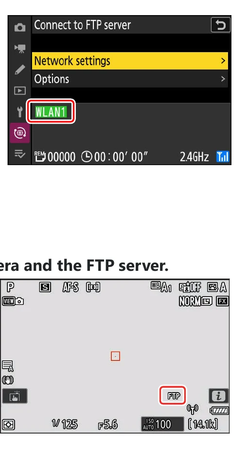 Nikon Z6III connected FTP profile and shooting display with FTP indicator